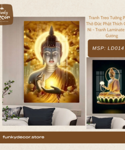 Tranh Treo Tường Phòng Thờ Đức Phật Thích Ca Mâu Ni - Tranh Laminate Tráng Gương