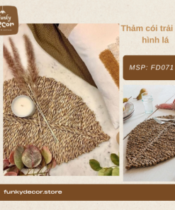 thảm cói trải sàn hình lá funky decor