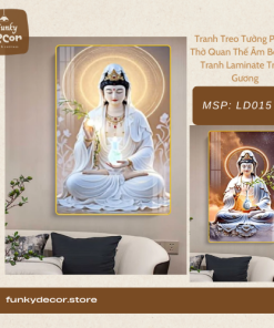 Tranh Treo Tường Phòng Thờ Quan Thế Âm Bồ Tát - Tranh Laminate Tráng Gương