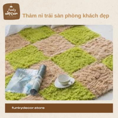 thảm nỉ trải sàn phòng khách đẹp funky decor
